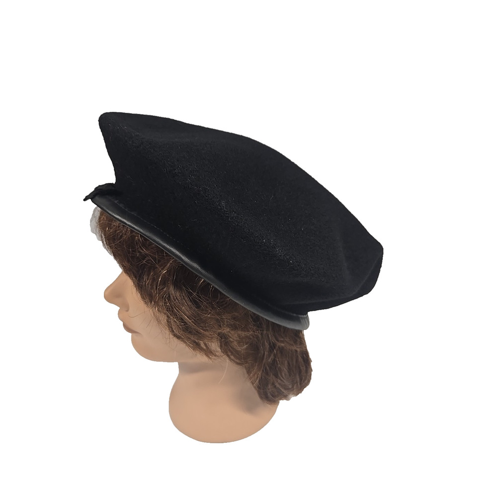Kangol Vintage Unisex Adult Monty Black Fitted Wool Beret Hat Size 7.5 XL